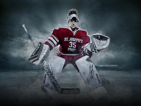 Ice hockey portrait Hockey Goalie Picture Ideas, Goalie Photoshoot, Hockey Photoshoot Ideas, Hockey Goalie Aesthetic, Hockey Photoshoot, Hockey Poses, Hockey Senior Pictures, Hockey Photography, Travel Softball