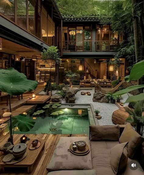 Plant Modern House, Modern Indonesian House, House Inspiration Outside, Jungle House Exterior, Jungle House Interior, Balinese Garden Bali Style, Jungle House Architecture, Jungle House Aesthetic, Earthy House Aesthetic