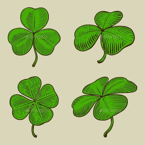 Clover Leaf Engraving Style Vector Illustration by AlexanderPokusay Clover leaf engraving style vector illustration. Scratch board style imitation Clover Tatoos, Tattoo Arrow, Easy Graffiti Drawings, Shamrock Tattoos, Tattoo Symbols, Knot Tattoo, Magic Crafts, Geometric Symbols, Upper Arm Tattoos