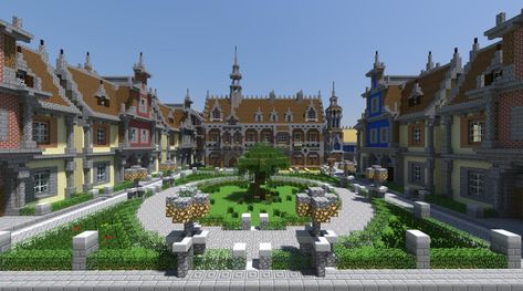 Minecraft Town Square Minecraft River, Minecraft Town Square, Mansion Minecraft, Villa Minecraft, Minecraft Medieval House, Minecraft Town, Minecraft Skins Aesthetic, Minecraft City Buildings, River Town