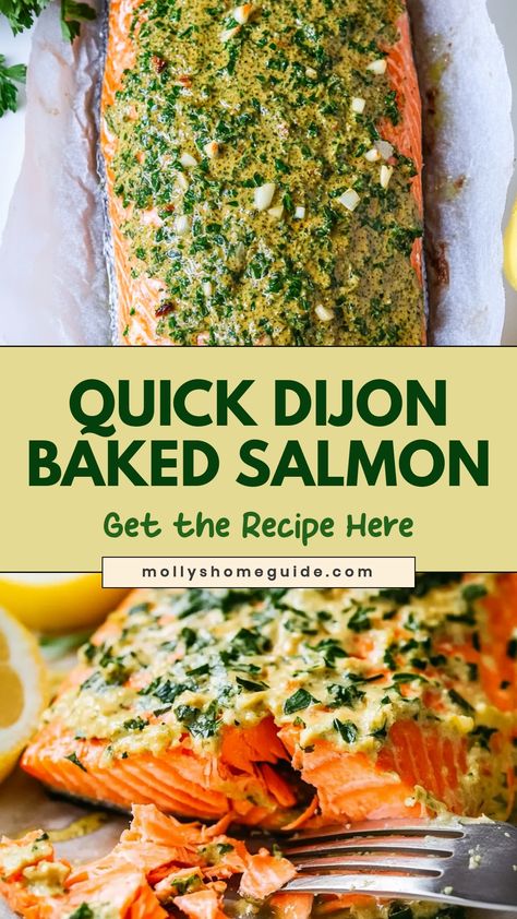 Looking for a delicious and healthy dinner idea? Try this flavorful Dijon Baked Salmon recipe! With just a few simple ingredients, you can create a mouthwatering dish that is perfect for any night of the week. The combination of tangy Dijon mustard and fresh salmon creates a dish that is bursting with flavor. Serve it with your favorite sides for a complete meal that the whole family will love. Full Salmon Recipes, Salmon Recipes Mustard Dijon, Simple Baked Salmon Recipes Oven, Large Salmon Filet Recipes, Skin On Salmon Recipes Baked, Salmon Recipes With Dijon Mustard, Dijon Baked Salmon, Lightly Smoked Salmon Recipes, Steelhead Salmon Recipes