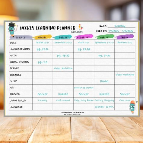 📚 Calling all homeschooling families! Our Kids Edition Weekly Learning Planner Pad is here to make your homeschooling journey a breeze. 🌟 With pre-printed subjects and dedicated spaces for daily lessons, assignments, and activities, staying organized has never been easier. Say goodbye to chaos and hello to streamlined learning at home! ✨ #HomeschoolOrganization #KidsPlanner #StressFreeLearning #plannersformomsandkids #homeschoollife #homeschoolfamily #homeachooljourney Learning At Home, Kids Planner, Homeschool Life, Homeschool Organization, Free Learning, Staying Organized, Say Goodbye, Our Kids, Subjects