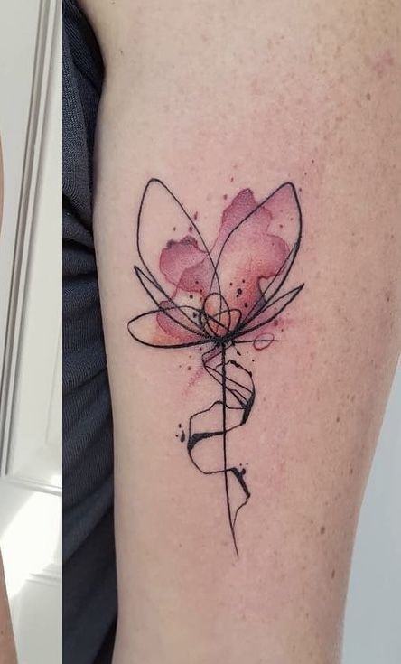 Colored Water Lily Tattoo, Abstract Magnolia Tattoo, Abstract Lily Tattoo, Abstract Orchid Tattoo, Lily Tattoo Colorful, Abstract Flower Tattoos, Mandala Hand Tattoos, Tattoo Henna, Clover Tattoos