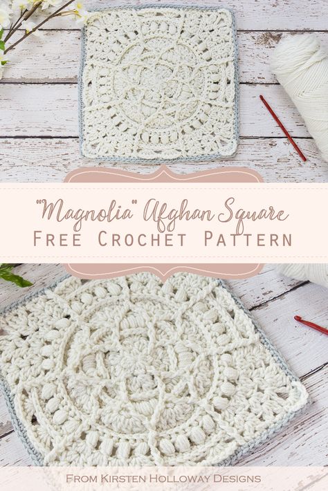 Lace Granny Square, Crochet Squares Afghan, Granny Square Crochet Patterns Free, Granny Square Pattern, Magnolia Blossom, Crochet Blocks, Crochet Granny Square, Crochet Square Patterns, Square Crochet