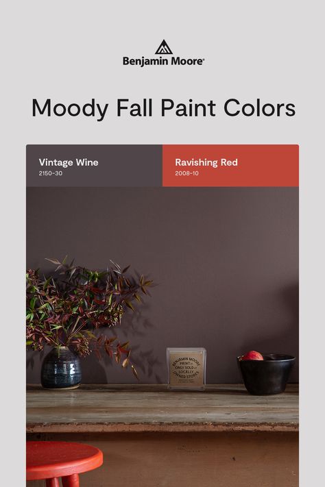 Vintage Wine Benjamin Moore, Benjamin Moore Vintage Wine, Purple Brown Paint, Mauve Living Room, Fall Paint Colors, House Paints, Feels Like Fall, Home Paint Color, Paint Inspo