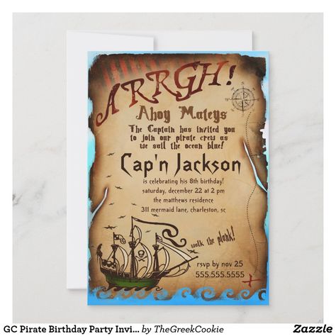 Pirate Birthday Party Invitations, Pirate Party Invitations, Pirate Birthday Invitations, Pirate Invitations, Mermaid Birthday Invitations, Pirate Birthday Party, Party Invite Design, Pirate Birthday, Pirate Party