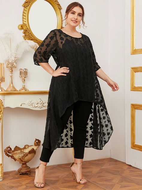 Combination Fashion, Evening Dresses Plus Size, Anarkali Dress, Jacquard Dress, Designer Dresses Indian, Curvy Girl Outfits, Curvy Outfits, Sheer Top, Plus Size Blouses