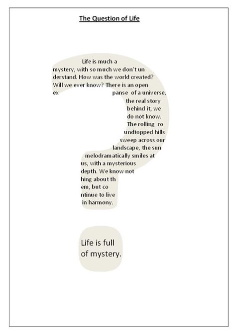 The Question Of Life Concrete Poems Ideas Shape, Concrete Poetry Typography, Concrete Poetry Shape Poems, Concrete Poem Examples, Shape Poetry, Poetry Cafe, Poetry Examples, Picture Poetry, Concrete Poem