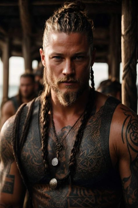 Modern Viking Hair Men, Viking Dreads Male, Viking Face Claim Male, Blond Viking Men, Ginger Viking Man, Viking Man Aesthetic, Viking Men’s Braid, Viking Braids Men Short, Men Viking Hairstyles