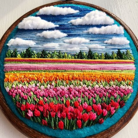 Sew Beautiful (@sewbeautifulx) • Instagram photos and videos Ribbon Embroidery Kit, Embroidery Stitches Beginner, Embroidered Hoop, Hand Embroidery Patterns Flowers, Tulip Fields, Thread Painting, Flower Embroidery Designs, Embroidery Craft, Hello Spring