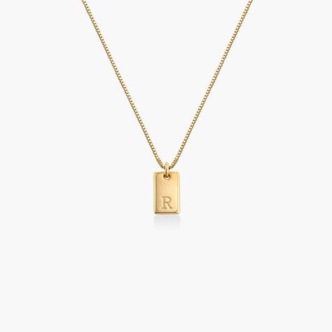 Willow Tag Initial Necklace - Gold Vermeil Luna Fashion, Safety Policy, Initial Necklace Gold, Anniversary Jewelry, Mom Jewelry, Initial Bracelet, Initial Jewelry, Letter Necklace, Dog Tag