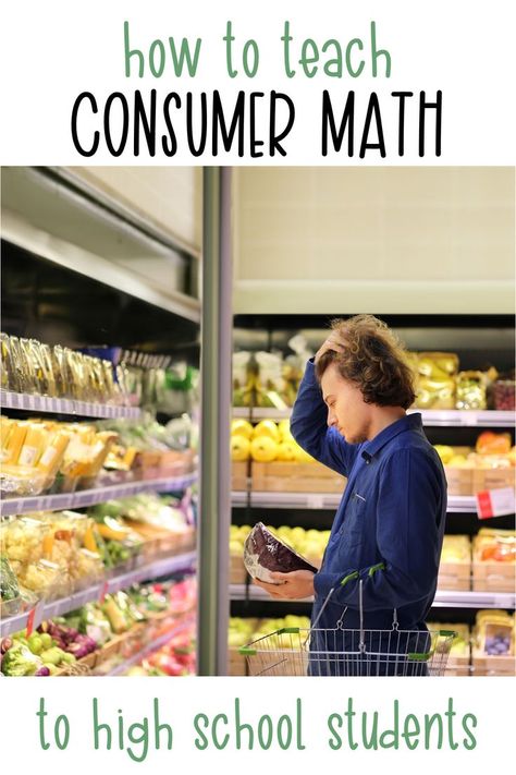 This blog post explores who should be teaching high school students consumer math (financial literacy) concepts and what concepts should be covered. These real-world skills are essential to life after graduation. #financialliteracy #consumermath Consumer Math High School, Project Based Learning Elementary, Homeschool High School Curriculum, Consumer Math, Real Life Math, Math Board, High School Curriculum, Math Boards, Classroom Culture