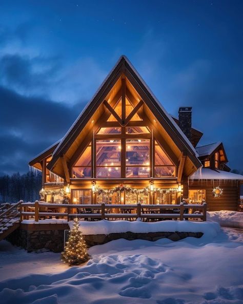 Be Enchanted by a Beautiful Winter Wonderland Dream Cottage Christmas Cabin Exterior, Snow Cabins, Kitchen Styling Countertops, Christmas Decor Ideas 2023, Bohemian Patio, Patio Layout, Cheap Backyard, Kitchen Mood Board, Cabin Exterior