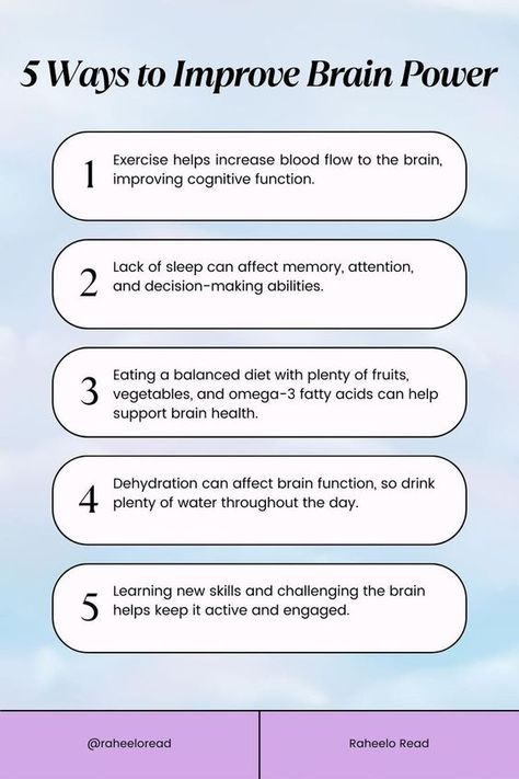 5 ways to improve brain power Brain Tips, Brain Gym Exercises, Improve Brain Power, Health Secrets, Hearing Health, Brain Gym, Improve Brain Function, Brain Science, Positive Mood