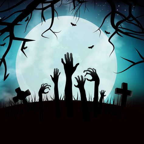 Trick, No Treat Dark Graveyard, Hands Background, Gothic Background, Zombie Vector, Bat Vector, Zombie Hands, Zombie Hand, Halloween Vector, Horror Nights