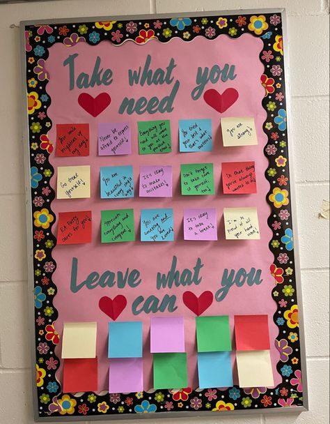 Patient Satisfaction Board Ideas, Valentine’s Day Bulletin Board Ideas Work, Valentines Bulletin Boards College, Lgbtq Bulletin Board Ideas, February Ra Bulletin Boards, Take What You Need Bulletin Board, Take What You Need Board, February Bulletin Board Ideas, Teachers Day Decoration