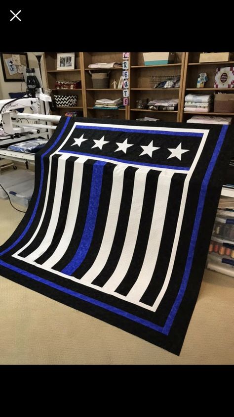 Police Quilt Ideas, Police Baby Blanket Crochet, Police Quilt, Army Quilts Of Valor Patterns Free, Marine Corp Quilt Patterns, Irish Quilt Patterns, Flag Quilts, Police Memorial, Usa Quilt