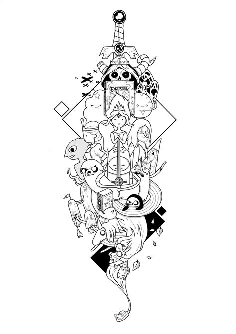 Adventure Time Tattoo Design, Lich King Tattoo Adventure Time, Adventure Time Tattoo Sleeve, Tattoo Ideas Adventure Time, The Lich Adventure Time Tattoo, Small Adventure Time Tattoo, Cartoon Tattoos Ideas, Adventure Time Flash Tattoo, Geek Tattoo Ideas