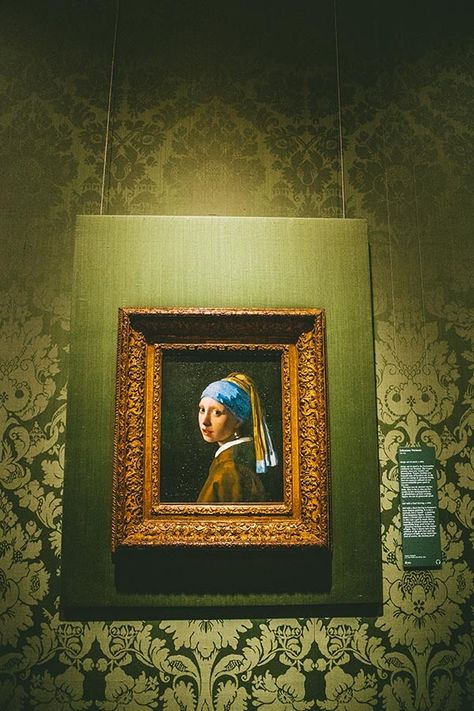 The Girl With the Pearl Earring within the Mauritshuis Museum in the Hague The Girl With The Pearl Earring, Haag Netherlands, Girl With The Pearl Earring, Artwork Museum, Amsterdam Trip, Rembrandt Paintings, Dutch Golden Age, Minimalist Drawing, Amsterdam Travel