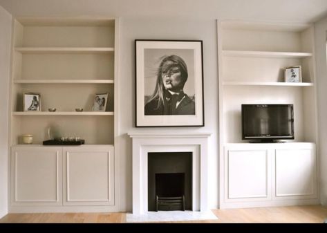 Alcove Ideas Living Room, Living Room Cupboards, Log Burner Living Room, Alcove Cabinets, Alcove Cupboards, Lounge Room Styling, Snug Room, Built In Shelves Living Room, Victorian Living Room