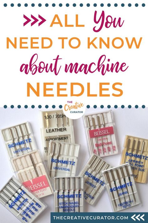 Sewing Machine Needle Sizes, Needle Sizes For Sewing, Sewing Machine Needles Guide, Sewing Machine Needle Chart, Sewing Machine Needle Guide, Needle Size Chart, Sewing Needle Sizes, Sewing Classes For Beginners, Sewing Machine Tension