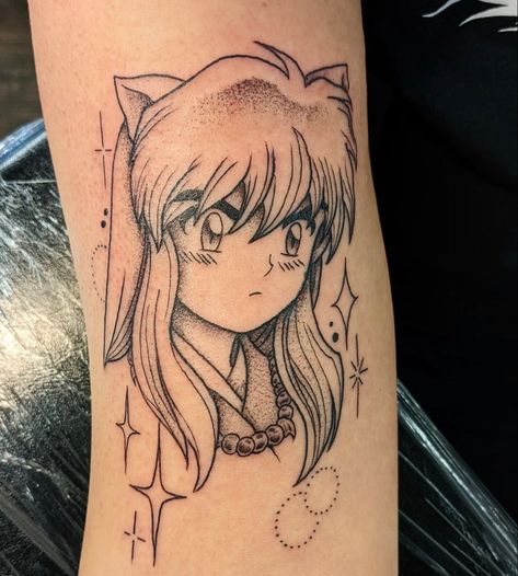 Anime Tattoos Women, Inuyasha Tattoo Ideas, Inuyasha Tattoo, Samurai Tattoo Sleeve, Cute Tats, Dragon Rise, Kawaii Tattoo, Anime Tattoo, Samurai Tattoo