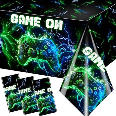 Video Games Aesthetic Wallpaper, Video Game Table, Gaming Party, Video Game Birthday, Boys Birthday Party Decorations, Table Cloth Decorations, Game Birthday, Video Games Birthday, Waterproof Tablecloth