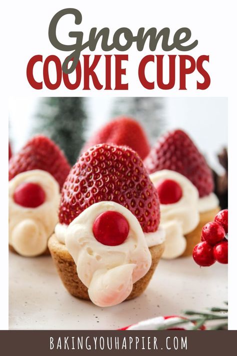 Gnome Cookie Cups, your kids will have fun making these adorable little Gnomes! They make the perfect Christmas treat for a classroom! No Bake Christmas Treats, Christmas Treats For Kids, Sweet Easy Recipes, No Bake Christmas, Gnome Cookie, Saltine Toffee, North Pole Breakfast, Treats For Kids, Rhubarb Crisp