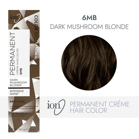 ion 6MB Dark Mushroom Blonde Permanent Creme Hair Color by Color Brilliance | Permanent Hair Color | Sally Beauty Ion Dark Mushroom Blonde, Sallys Hair Color Formulas, Sallys Hair Dye, Dark Mushroom Brown Hair Color, Sally Beauty Hair Color, Ion Hair Color Chart, Sombre Hair Color, Coffee Hair Color, Ion Hair Colors