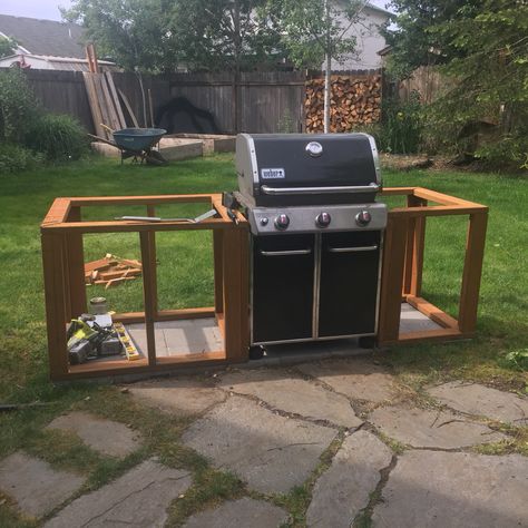 Bbq Bench Ideas Outdoor Kitchens, Free Standing Bbq Area, Bbq Covered Area Grill Station Diy, Bbq Set Up Ideas Patio, Garden Bar And Bbq Area, Bbq Deck Ideas Grill Station, Grill Built In Diy, Wooden Bbq Station, Bbq Work Station