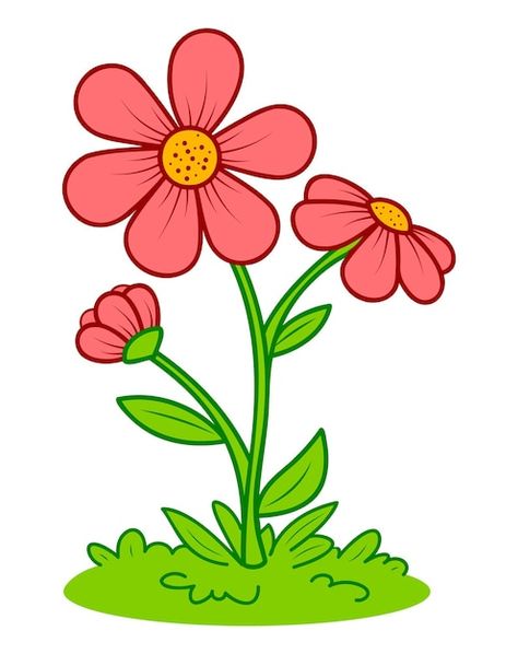 Flower Cartoon Art, Flower Clipart Printables, Cartoon Flowers Drawing, May Clipart, Illustration Fleur, Cute Flower Illustration, Cute Flower Cartoon, Cute Flower Clipart, Flor Vector