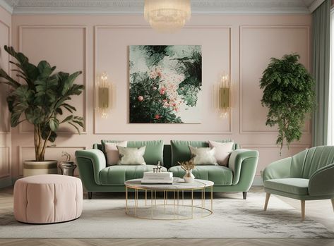 16 Pink Living Room Ideas To Inspire You 2024 | Checkatrade Green And Pink Living Room, Pink Living Room Ideas, Sage Living Room, Cream Living Rooms, Aesthetic Room Ideas, Pastel Orange, Pink Living Room, Living Room Shelves, Living Room Green