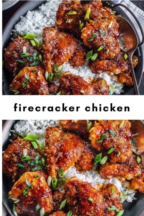 firecracker chicken - yanny bakes Firecracker Chicken, Asian Chicken Recipes, Recipes Chicken, Spicy Chicken, Buffalo Chicken, Main Meals, Sweet And Spicy, A Bowl, Lunch Recipes