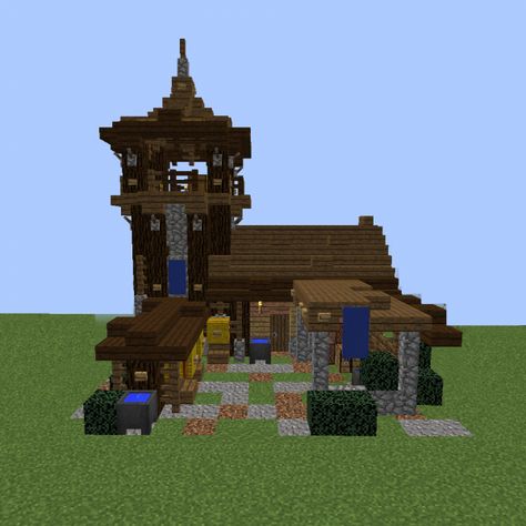 Feudal Age Archery Range - GrabCraft - Your number one source for MineCraft buildings, blueprints, tips, ideas, floorplans! Minecraft Archery House, Minecraft Archery Range, Archery Range Ideas, Minecraft Archery, Fantasy Builds, Minecraft Town, Minecraft Village, Archery Range, Minecraft Interior