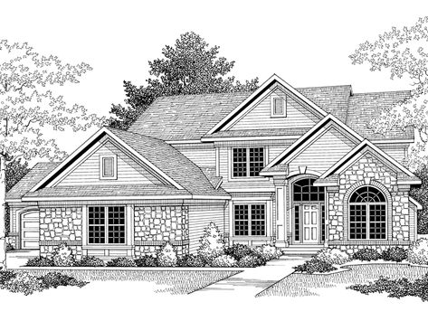 Cozette Two-Story Home Plan 051D-0309 | House Plans and More Big House Drawing, Dream House Drawing Sketch, Great Room Interior Design, Drawings Of Houses, Drawing A House, House Drawing Ideas, Dream House Sketch, Coloring House, Houses Drawing