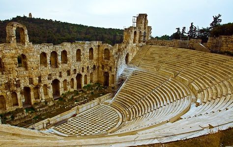 Theatre of Dionysus at Athens, Greece Theater Of Dionysus, Theatre Of Dionysus, A Level Art Sketchbook, A Level Art, Ancient Ruins, Athens Greece, Art Sketchbook, Athens, Greece