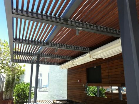 wood pergolas with retractable canopy | Retractable Roof Systems | Canopy Pergola | ShadeFla Retractable Pergola Canopy, Pergola Diy, Small Pergola, Steel Pergola, Retractable Pergola, Retractable Roof, Pergola Lighting, Modern Pergola, Retractable Canopy