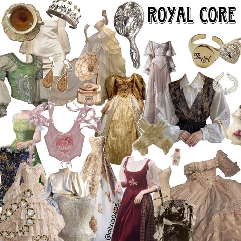 Royal Core Aesthetic Outfits, Royal Core Outfits, Royalcore Aesthetic Outfits, Outfit Template, Historical Outfits, Royalcore Aesthetic, Core Outfits, Royal Core, Cottagecore Dark