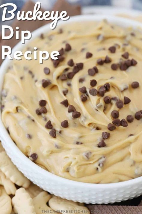 Buckeye Dip Recipe, Buckeye Dip, Buckeye Dessert, Spring Sweets, Slow Cooker Venison, Lemon Bar Cookies, Peanut Butter Cream Cheese, Dessert Dip Recipes, Tailgate Ideas