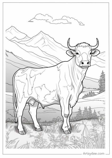 Discover the Joy of Coloring with Our Collection of 21+ Free Cow Coloring Pages! Perfect for kids and adults alike, these delightful pages feature cute cows in charming scenes. From playful calves to serene farm landscapes, add a splash of color to your day! Ideal for educators, parents, and anyone who loves creative relaxation. Don't miss out on these downloadable and printable cow-themed coloring sheets. Drawing Of A Cow, Inspo Doodles, Printable Cow, Breeds Of Cows, Cow Coloring Pages, Cow Colour, Cow Drawing, Dog Portraits Art, Animal Caricature