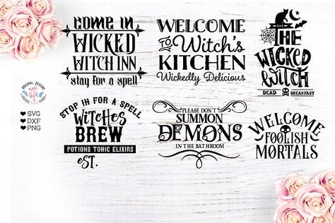 Halloween sign bundle by Graphic House Design P.C on @creativemarket Witch Saying Quotes, Witch Saying, Halloween Sayings, Funny Witch, Camper Signs, Witch Quotes, Witch Svg, Halloween Sign, Halloween Quotes