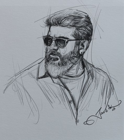 Thunivu Thala Ajithkumar Pencil Sketch 2023 #thala #Thunivu #AK62 #ajith62 Ajith Drawing Pencil, Ajith Drawing, Thunivu Ajith, Tamil Drawing, Rossi Yamaha, Tamil Actors, Pencil Sketch Portrait, Sketch Images, Pencil Drawing Images