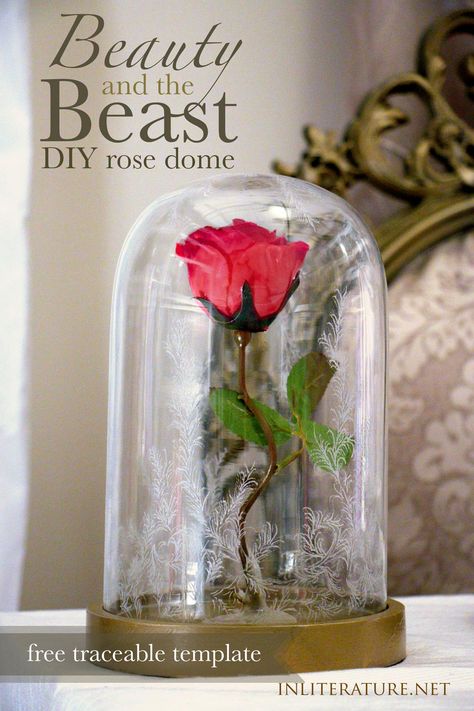 No Beauty and the Beast party is complete without the iconic rose dome! Using this tutorial and free template, replicate the one from the 2017 live-action film. Art Centerpieces, Bowl Centerpieces, Bulb Art, Beauty And The Beast Rose, Deco Disney, Beauty And Beast Wedding, Rose Dome, Beast Disney, Bulb Ornaments