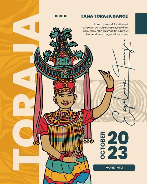 Traditional Poster Design, Culture Poster Design, Cultural Poster, Ilustrasi Dan Poster, Tari Tradisional, Traditional Poster, Culture Poster, Tana Toraja, Traditional Illustration