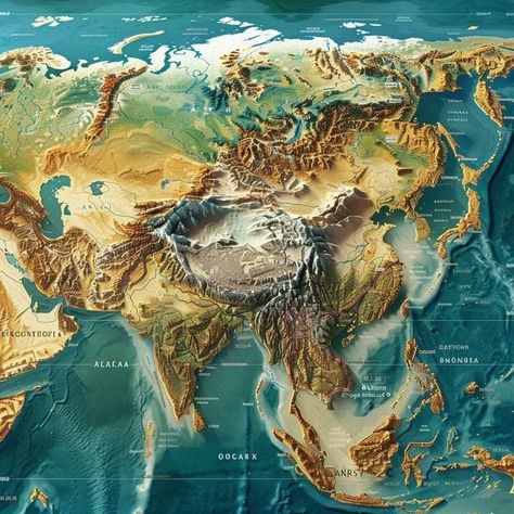 Central Asia Map, Blank World Map, World Geography Map, Global Map, World Map Decor, Fantasy World Map, Geography Map, Asia Map, Map Pictures