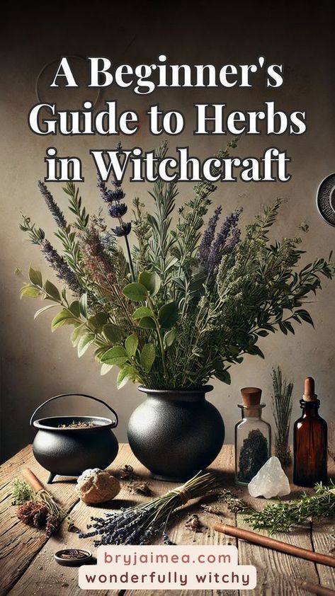 New to witchcraft? This beginner's guide to herbs in witchcraft explores their magical properties and how to incorporate them into your practice. Learn how everyday herbs like rosemary, basil, and lavender can be used in spells and rituals for protection, love, healing, and more. Whether you’re just starting or looking to enhance your practice, this guide offers practical tips for working with herbs and creating your own herbal magic. Using Herbs In Witchcraft, Herbs To Use In Witchcraft, Herbs For Binding Spells, Most Common Herbs Used In Witchcraft, Herbs For Beginner Witches, Herbal Magic Witchcraft, Herbs In Witchcraft, Magical Properties Of Herbs, Herbal Spells