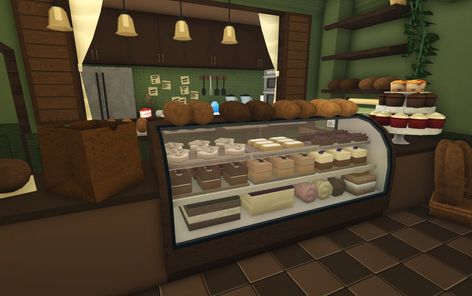 Bakery With Apartment Above Exterior, Blox Burg Cafe Ideas, Bloxburg Bakery Ideas Exterior, Bakery Ideas Bloxburg, Bloxburg Small Cafe, Halloween Cafe Bloxburg, Bloxburg Book Store, Bloxburg Bakery Ideas, Bloxburg Cafe Interior