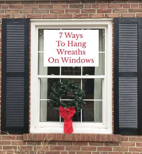 how to hang a wreath on a window | colonial house with wreaths How To Hang Wreaths On Windows, Wreaths On Windows, Christmas Wreaths For Windows, Outdoor Christmas Wreaths, Window Wreath, Christmas House Lights, Christmas Window Decorations, Outdoor Wreaths, How To Hang