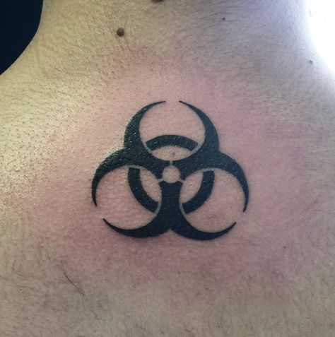 Dainty little biohazard Hazard Tattoo, Toxic Waste Tattoo, Toxic Symbol Tattoo, Toxic Waste Symbol Tattoo, Toxic Tattoo, Radioactive Symbol Tattoo, Zombie Tattoo, Blegh Deathcore Tattoo, Biohazard Symbol Tattoo