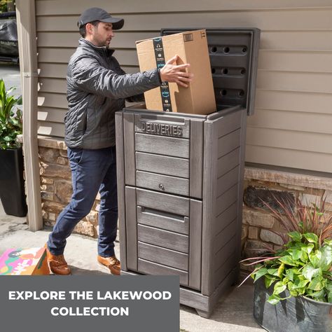 From street to front door, our Lakewood collection will add uniqueness and style to any home. 🏡 #step2 #step2outdoor #patiodecor #patio #planters #spring #springessentials #springdecor #planting #packagedelivery #package Kid Roller Coaster, Parcel Drop Box, Parcel Box, Pool Lounger, Kids' Desk, Outdoor Toys For Kids, Drop Box, Panel Systems, Package Delivery